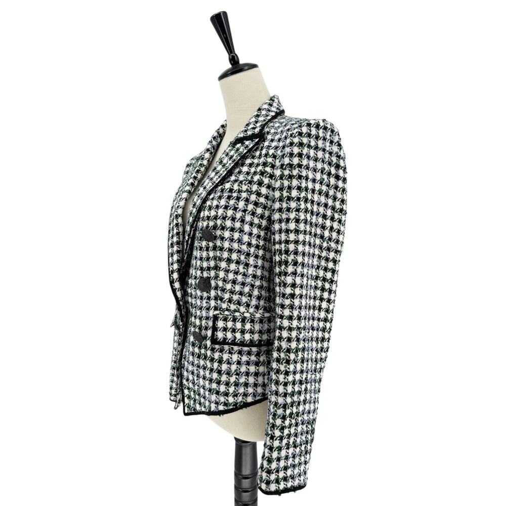 Veronica Beard Diego Dickey Jacket Black White Classic Plaid Tweed Blazer Size 8 - Picture 8 of 14